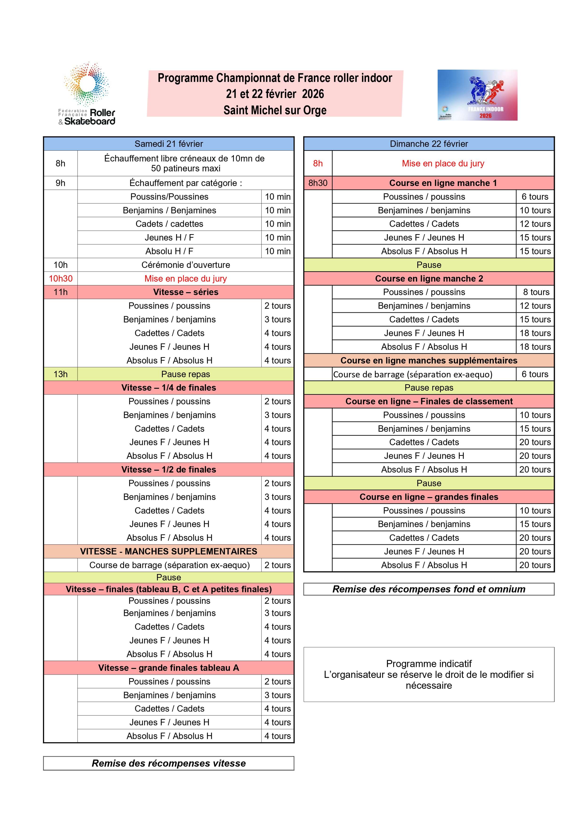 Programme France Indoor 2026